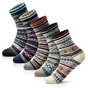 Prime: 5-Pairs MORECOO Women's Thick Wool Soft Warm Cozy Crew Socks $4.99 + Free Shipping