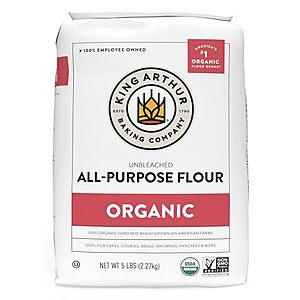 [NEW] $5.47 | 5-Pound King Arthur 100% Organic All-Purpose Flour, Unbleached at Amazon