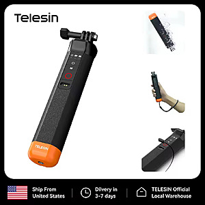 TELESIN Waterproof Selfie Stick Buoyancy Bar & Wireless Remote Control For GoPro Hero; free s&h $16.42