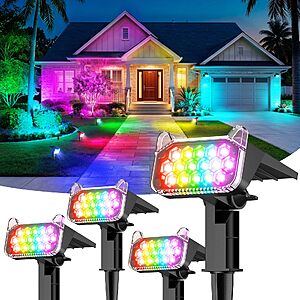 Amazon – TuyLuxe 4-Pack Multicolor Solar Spot Lights - $23.99 w/ Code