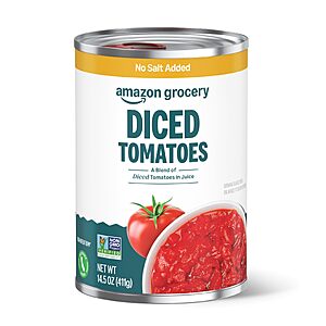 Amazon Grocery, Diced Tomatoes, No Salt Added, 14.5 Oz x 4~$2.93 With Multibuy & S&S @ Amazon