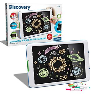 Discovery™ Kids Neon Glow Drawing Easel w/ 6 Color Markers, Built-in Kickstand/Wall Mount, 5 Light Modes, Easy Clean/Washable, Wide Screen $8.26