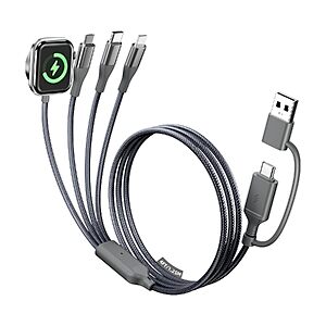 4-in-2 Multi Charging Cable with Smartwatch Charging, 4ft $4.19 w/ code