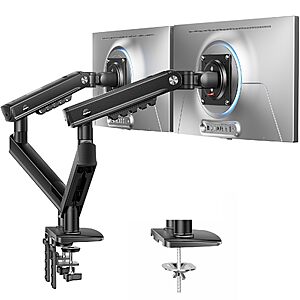 HUANUO FlowLift Pro Dual Monitor Mount for 13–27" Screens, Tool-Free VESA Mount, Max Load 15.4 lbs $34.99