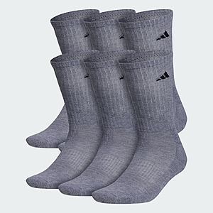 adidas Men's Athletic Cushioned 6-Pack Crew Socks from $9 + Free Shipping