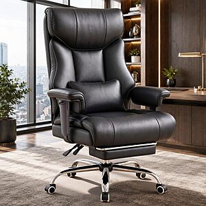 COMHOMA Big and Tall Office Chair,Heavy Duty Gaming Chair with Foot Rest, Leather Black $114.99
