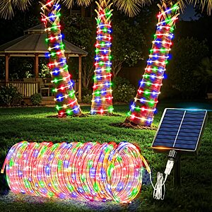 Solar Rope Lights Outdoor Waterproof, 33FT 100 LED Solar String Lights Christmas Decor $7.99
