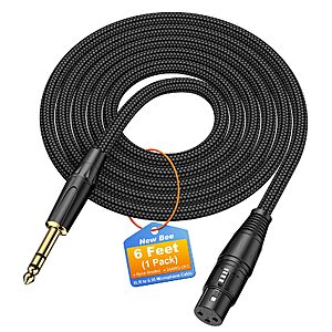New Bee 6.35mm (1/4 Inch) TRS to XLR Female Cable 6FT $3.99
