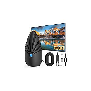 $13 FS PRIME WOOT (NEW) TV Antenna Indoor Miles Long Range Digital Antenna - Antenna for Smart TV for Easy Installation and All Smart/Old TVs, Supports 4K 1080P HD VHF UHF