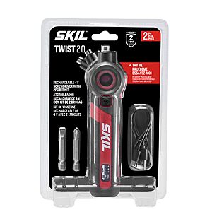 SKIL Twist 2.0 Rechargeable 4V Screwdriver with Pivoting Head, Torque Setting, USB-C Charging Cable & 2PC Bit Set-SD5619-01 $20.69