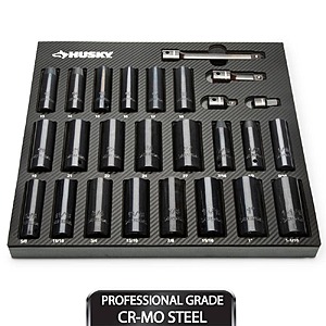 Husky 1/2 in. Drive SAE/Metric Deep Impact Socket Set in EVA Foam (26-Piece) $85.97