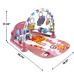 $20-$23 FS WALMART+ Marketplace: Babyeap Baby Gym Play Mat 3 in 1 Fitness Rack with Music and Lights Baby Activity Center,Pink or Blue