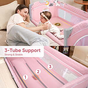 $105.49-$105.99 in Pink or Gray: FS Walmart Marketplace Babyeap 5-in-1 Baby Bassinet with Playard Mode & Changing Table,Bedside Sleeper for Newborns and Infant