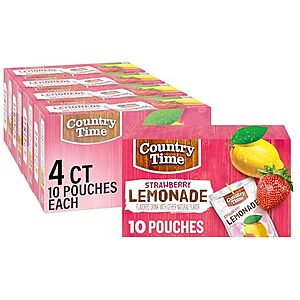 [SnS, AC] $7.86* | 4-Pack 10-Count Country Time Strawberry Lemonade Pouches at Amazon
