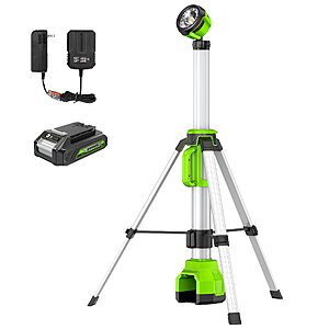 Greenworks 24V 2-In-1 2,200 Lumen Standing Light, LED Work Light with 2Ah Battery and 2A Charger $69.99