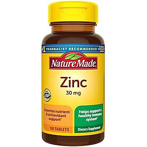 [SnS, AC] $3.08 | 2 × 100-Ct Nature Made 30mg Zinc Tablets ($1.54 each) at Amazon