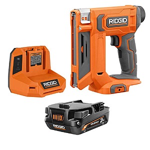 RIDGID 18V Cordless 3/8 in. Crown Stapler Kit with 2.0 Ah Battery and Charger $104
