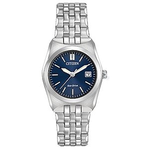 Citizen Women's Eco-Drive Corso Classic Watch in Stainless Steel, Blue Dial (Model: EW2290-54L) $175