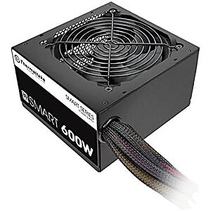 [NEW, AC] $40.18 | Thermaltake Smart Power Supply - 600W, 80 Plus, White, Active PFC, S/Cable at Amazon