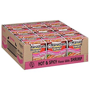 [SnS, AC] $3.47 | 12-Pack 2.25-Oz Maruchan Instant Lunch (Hot & Spicy Shrimp) at Amazon (28.9￠ each)