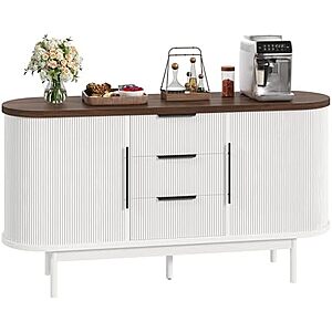 $127.48* | 55" DWVO Fluted Sideboard Buffet Storage Cabinet w/ 3 Drawers & Sliding Door at Amazon