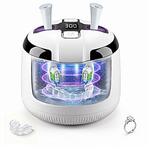 KUNPHY Ultrasonic Retainer Cleaner Machine, 48KHz Dental Cleaning Pod $21.59 AC