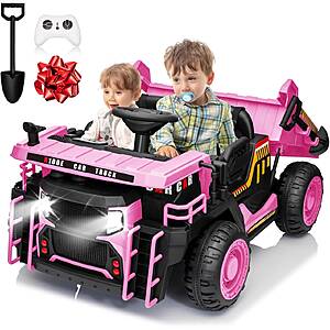 JOYRACER 24V 400W 2-Seater Electric Ride On Dump Truck Pink $123.1 + Free Shipping