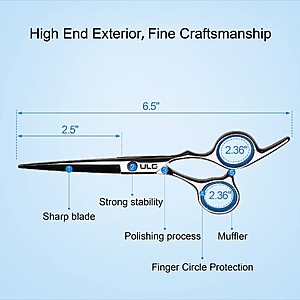 $6.74 S&S AC Hair Cutting Scissors, ULG Professional Hair Scissors 6.5 inch Right-Hand Razor Edge Barber Shears