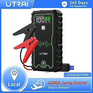 UTRAI 4000A Jump Starter 12V Portable Car Battery Booster with USB Fast Charging $53 + Free Shipping $53.4