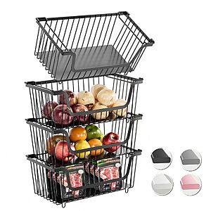 Amazon – GAOKASE 4-Pack Stackable Wire Storage Baskets - $19.24 w/ Code