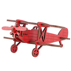 Little & Wood: Woodlet: Medium - Biplane - Red, 3D Wooden Vehicle Puzzle Kit, Easy Assembly Pop-Out Build Fun, 100% Sustainably Sourced Wood, Ages 6+ $4.79