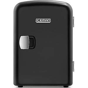 Chefman - Iceman Mini Portable Black Personal Fridge Cools Or Heats and Provides Compact Storage For Skincare, Snacks, Or 6 12oz Cans $44.04