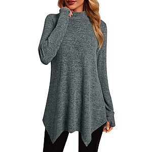 Amazon – JUSTFASHIONNOW Women’s Long-Sleeve Mock-Neck Tunic Tops - $7.79–$11.39 w/ Code