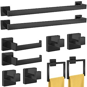 Amazon – FEILERN 10-Piece Black Bathroom Hardware Set - $33.49 w/ Code