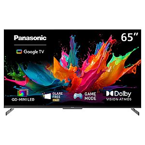 Panasonic W85 Series (2026 Model) 65-inch QD-Mini LED 4K UHD Glare Free Ultra Google TV, Local Dimming Supreme, HDR10+, Dolby Vision, Dolby Atmos, Game Mode - TN-65W85CPS, $549.99