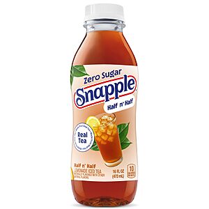 Snapple Zero Sugar Half 'n Half Tea, 16 fl oz recycled plastic bottle, Pack of 12~$9.99 With S&S @ Amazon