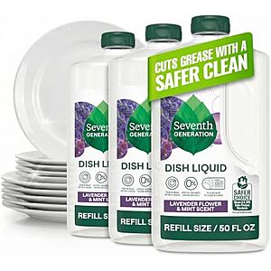 [SnS, AC] $10.73 | 3-Pack 50-Oz Seventh Generation Hand Dish Wash Refill (Lavender Floral & Mint) at Amazon