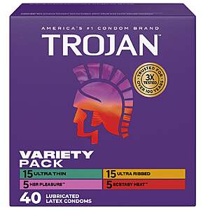 TROJAN Variety Pack, 40 Condoms $15.99 Free Shipping Costco.com