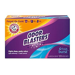 120-Count Arm & Hammer Odor Blaster Dryer Sheets (Fresh Burst) $3.59 + Free Shipping w/ Prime or on orders over $35