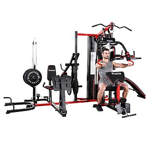 Multifunctional Home Gym System Workout Station with Leg Extension, Preacher Curl, Pushup, Dip, Situp Stand, Leg Press and Squat Stand, 122.5LB Weight Stack, M950, Steel $479.99