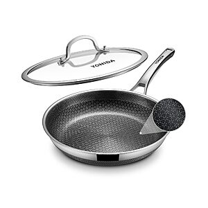 Yonida 12" Hybrid Non-Stick Frying Pans with Lid, PFOA/PFAS/PTFE Free $23.99
