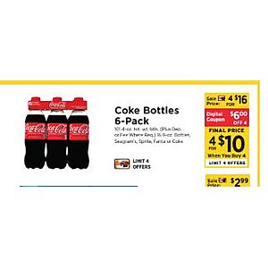 SHOPRITE B&M Digital Q: Coca Cola Family 6 ct/16.9 Oz Plastic Bottles 4/$10 (lmit 4 offers) to 9/26