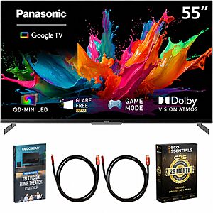 + 2 HDMI cables, Panasonic 55 inch W85C 4K QD-Mini LED Google TV 2026 TN-55W85CPS Bundle $449.99