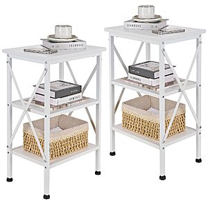 [AC]2 Pack VECELO 3 Tier Night Stand End Side Table White $37.42 + Free S&H at Amazon