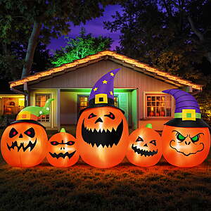 Firstness 8FT Halloween Inflatable Pumpkins Outdoor Decorations, Five Pumpkins with LED Lights $36.79