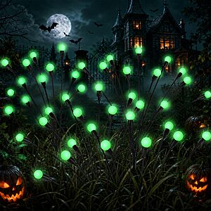 PATIOPIA Solar Halloween Lights (4Pack 40LED), Green Outdoor Halloween Decor $9.99 AC