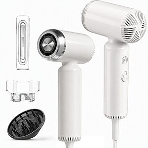 Webeauty Travel Mini High-Speed 200 Million Negative Ions Blow Dryer with Diffuser, 110,000RPM Brushless Motor for Fast Drying $18.74