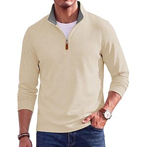 COOFANDY Men's Quarter Zip Pullover Mock Neck Fleece 1/4 Sweatshirt Winter $14.99