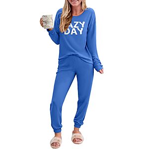 Ekouaer Women's Pajama Sets Long Sleeve Print Pjs Cute Jogger Lounge Sets $11.99