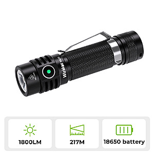 Wurkkos WK03 EDC 1800 Lumen Rechargeable EDC Flashlight w/18650 Li-ion Battery $10.44